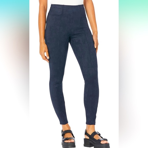 SPANX Faux Suede Leggings, classic Navy, size small NWT - Picture 2 of 13